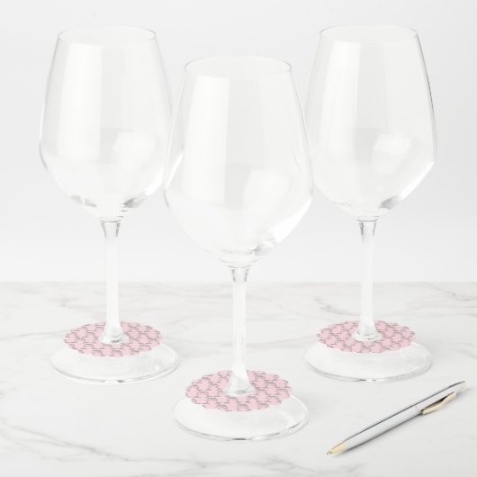 Roze champagne Toast Cheers Vrijgezellenfeest Wedd Wijnglaslabel (Set)