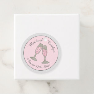 Roze champagne Toast Cheers Wedding Vrijgezellenfe Bedankjes Labels