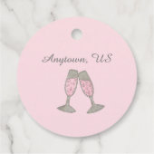 Roze champagne Toast Cheers Wedding Vrijgezellenfe Bedankjes Labels (Achterkant)