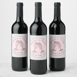 Roze champagne Toast Cheers Wedding Vrijgezellenfe Wijn Etiket