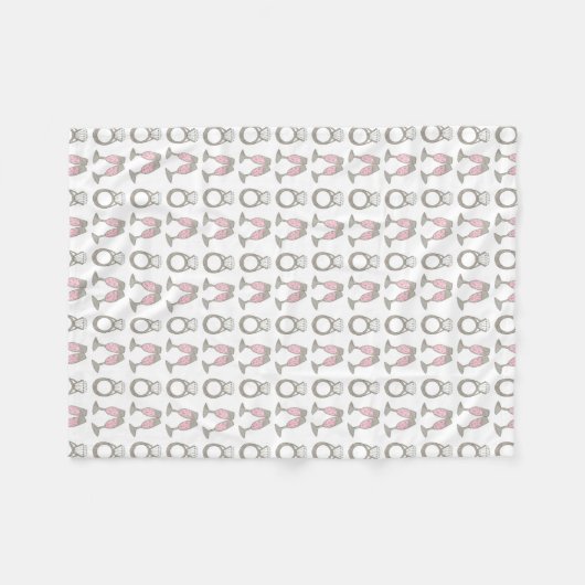 Roze champagne Toast Diamond Ring Wedding Bride Fleece Deken (Voorkant (Horizontaal))