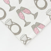 Roze champagne Toast Diamond Ring Wedding Bride Fleece Deken (Hoek)