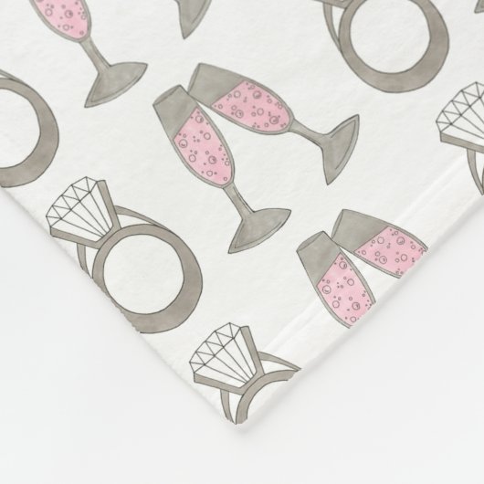 Roze champagne Toast Diamond Ring Wedding Bride Fleece Deken (Hoek)
