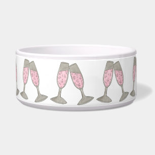 Roze champagne Toast Glass Bubble Pet Bowl Voerbakje