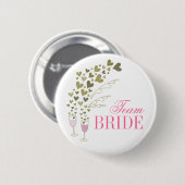 Roze Champagne Toast Team Bruid Trouwfeest Ronde Button 5,7 Cm (Voorkant /achterkant)