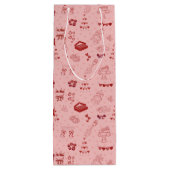 Roze Champagne Toren Galentine Doodle Patroon Wijn Cadeautas (Achterkant)