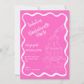 Roze Champagne Tower Hand getrokken vrijgezellenfe Kaart (Voorkant)