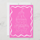 Roze Champagne Tower Hand getrokken vrijgezellenfe Kaart (Achterkant)