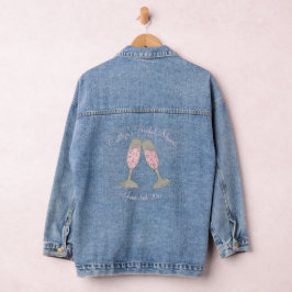 Roze Champagne Trouw Bruidsfeest Verlovingsfeest Denim Jacket
