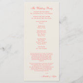 Roze & Champagne Trouwprogramma Programmakaart (Achterkant)