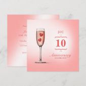 Roze Champagne - Uitnodiging trouwjubileum (Voorkant / Achterkant)