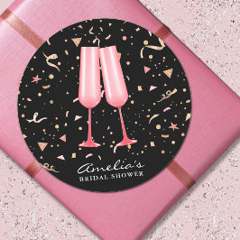 Roze Champagne Vrijgezellenfeest Classic Ronde Sti Ronde Sticker