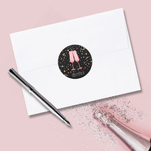 Roze Champagne Vrijgezellenfeest Classic Ronde Sti Ronde Sticker