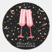 Roze Champagne Vrijgezellenfeest Classic Ronde Sti Ronde Sticker (Voorkant)