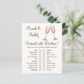 Roze Champagne Vrijgezellenfeest Game Kaart (Staand voorkant)