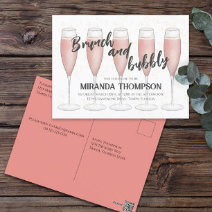 Roze champagne Vrijgezellenfeest Guest Vooraf gead Briefkaart