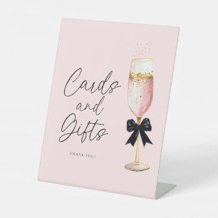 Roze Champagne Vrijgezellenfeest Kaarten en Gift S Reclamebord Met Voetstuk