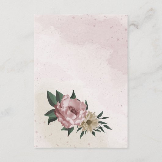 roze champagnebloemen bruiloft informatiekaartje (Achterkant)