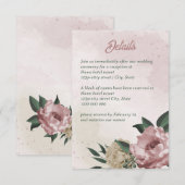 roze champagnebloemen bruiloft informatiekaartje (Voorkant / Achterkant)