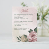 roze champagnebloemen bruiloft informatiekaartje (Staand voorkant)