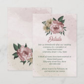 roze champagnebloemen bruiloft informatiekaartje (Voorkant / Achterkant)