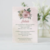 roze champagnebloemen bruiloft informatiekaartje (Staand voorkant)