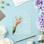 Roze champagnefles Vrijgezellenfeest Acryl Uitnodigingen (Insitu (Huwelijk))