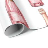 Roze Champagneflessen Feest  Cadeaupapier (Rol Hoek)