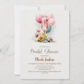 Roze Champagneglas Bruidsdouche Kaart (Voorkant)