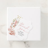 Roze champagneglas moderne bruids brunch bedankjes labels (In situ)