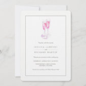 Roze champagneglazen bruiloft uitnodigingen (Voorkant)