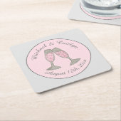 Roze Champagneglazen Vrijgezellenfeest bruiloft Kartonnen Onderzetters (Schuin)