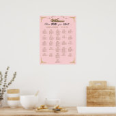 Roze Champagnetint Bruiloft Zitplaatsenkaart Poster (Keuken)