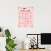 Roze Champagnetint Bruiloft Zitplaatsenkaart Poster (Thuiskantoor)