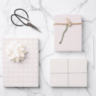 Roze Champagnetint en Crème Witte Gingham Patroon Inpakpapier Vel