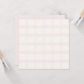 Roze Champagnetint en Crème Witte Gingham Patroon Kaart (Voorkant / Achterkant in situ)