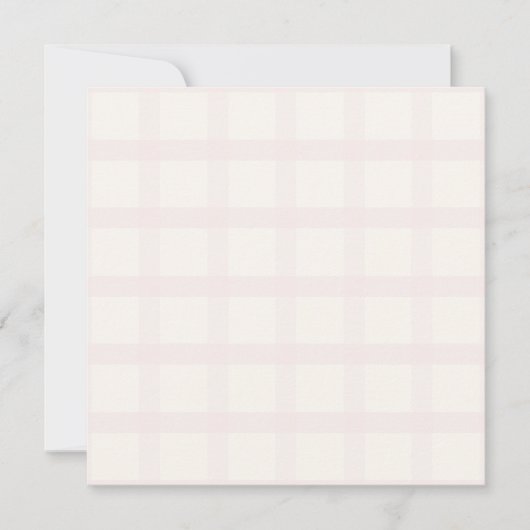 Roze Champagnetint en Crème Witte Gingham Patroon Kaart (Voorkant)