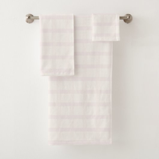 Roze Champagnetinten en Crème Witte Gingham Patroo Bad Handdoek (Insitu)