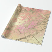 Roze Champaigne Gouden Marmeren Perzik Metallic St Cadeaupapier (Uitgerold)