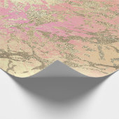 Roze Champaigne Gouden Marmeren Perzik Metallic St Cadeaupapier (Hoek)
