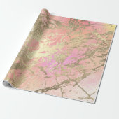 Roze Champaigne Gouden Marmeren Perzik Metallic St Cadeaupapier (Uitgerold)