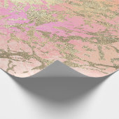 Roze Champaigne Gouden Marmeren Perzik Metallic St Cadeaupapier (Hoek)