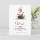 Roze Champaigne Kerst Dinner en Dranken Kaart (Staand voorkant)