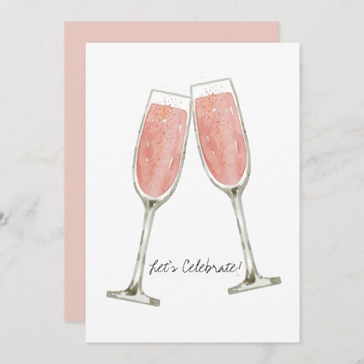 Roze Champaigne Persoonlijk Feestdagenkaart (Voorkant / Achterkant)