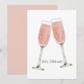 Roze Champange Persoonlijk Feestdagenkaart (Voorkant / Achterkant)