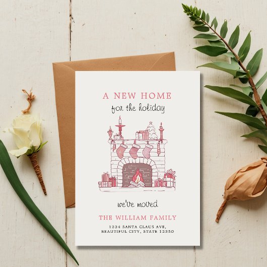 Roze Charm Kerstkousen Een Nieuw Huis Verhuizen Aankondiging