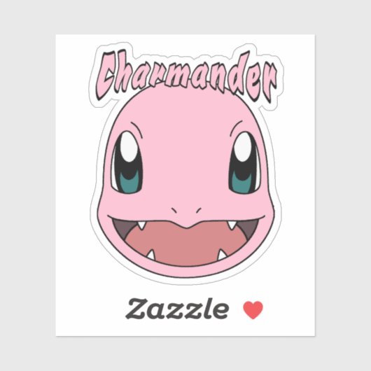 Roze Charmander Pokémon Fanart Sticker (Vel)