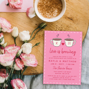 Roze charmante koffiekopjes Love Is Brewing Douche Kaart