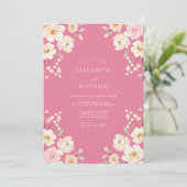 Roze Charmante Lente Bruiloft Kaart (Staand voorkant)
