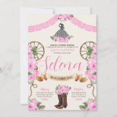 Roze Charro Quinceanera Papel Picado Western Roos Kaart (Voorkant)